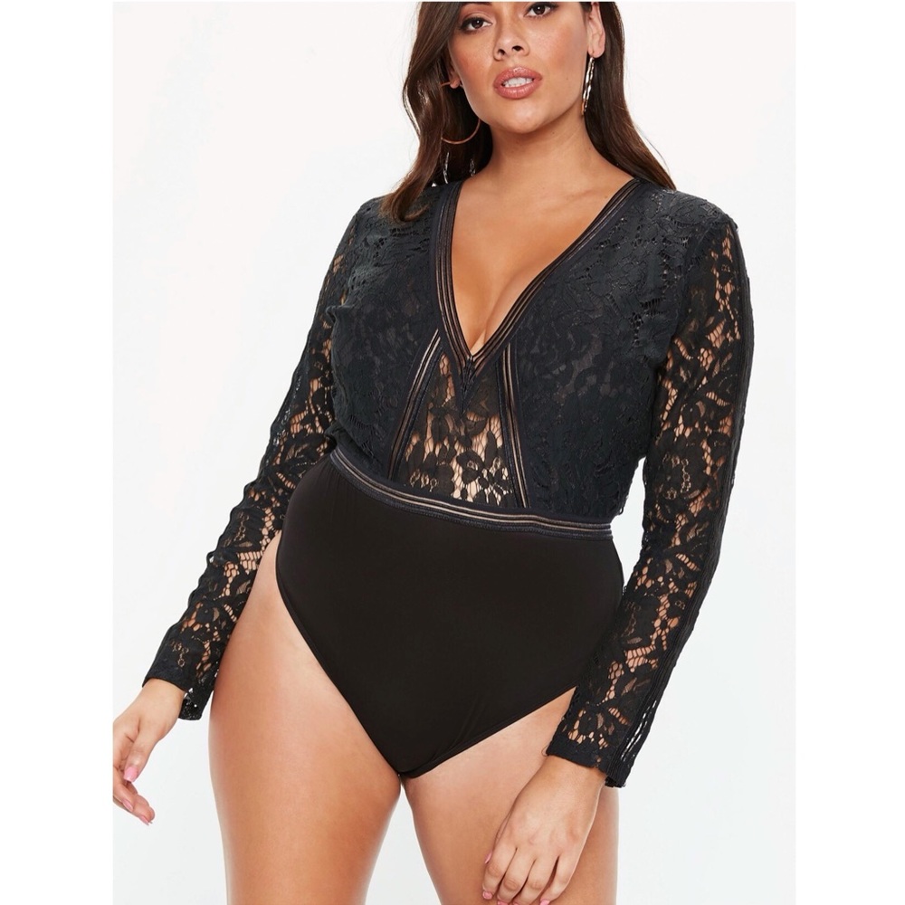 Misguided Black Plunge Bodysuit